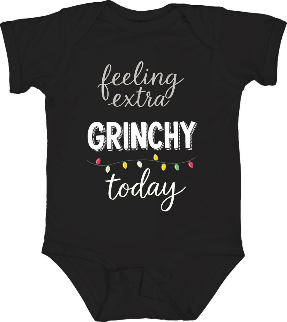 feeling extra GRINCHY today Weihnachten Grinch sarkastisch lustig Unisex Baby Body, Schwarz, 3/6
