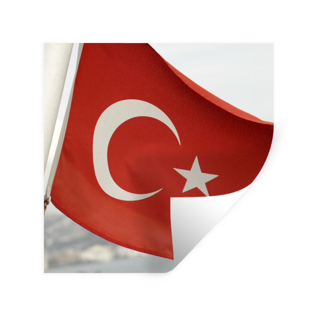 MuchoWow Wandtattoo Wandsticker Wandaufkleber Die Flagge der Türkei weht im Wind 30x30 cm Selbstklebend und Repositionierbar - Repositionierbar ...