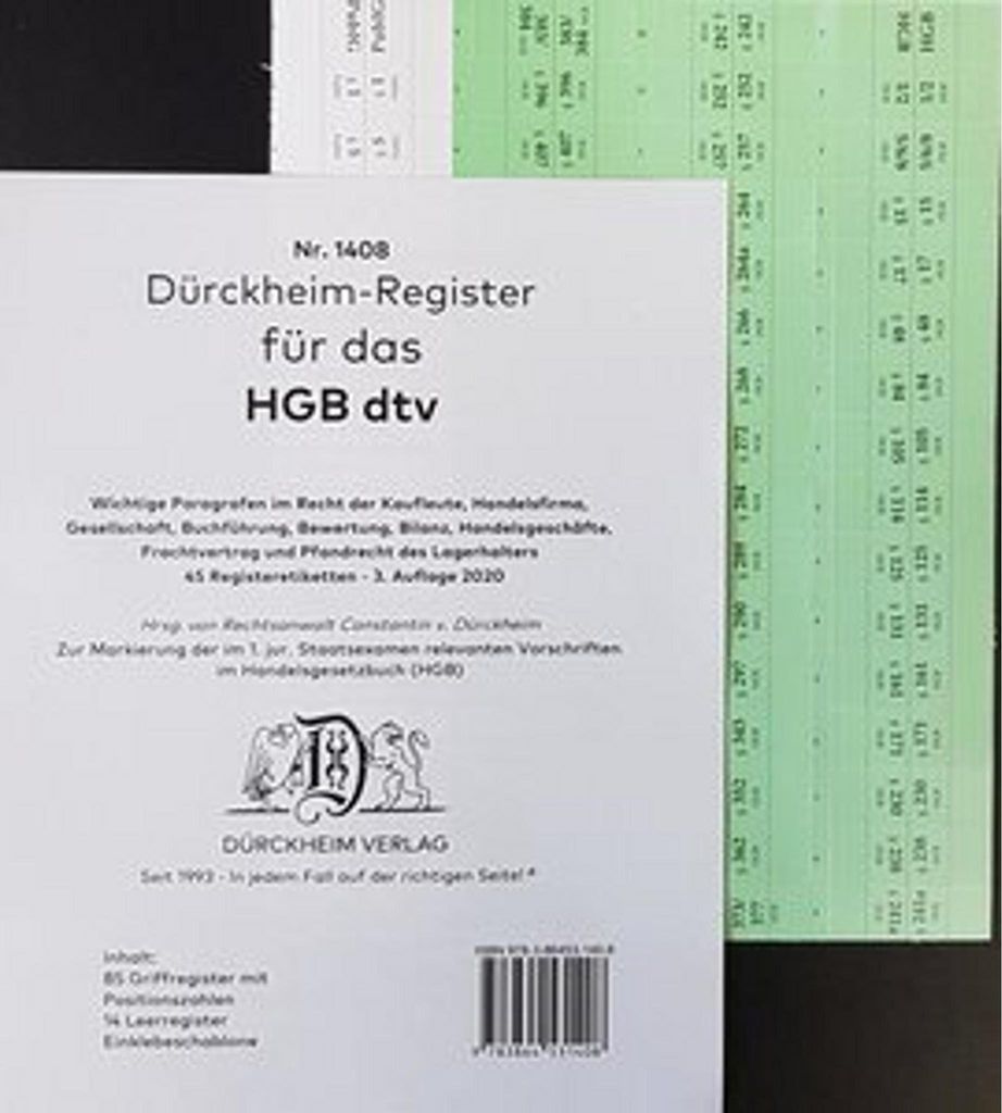 DürckheimRegister HGB im dtv OHNE Stichworte