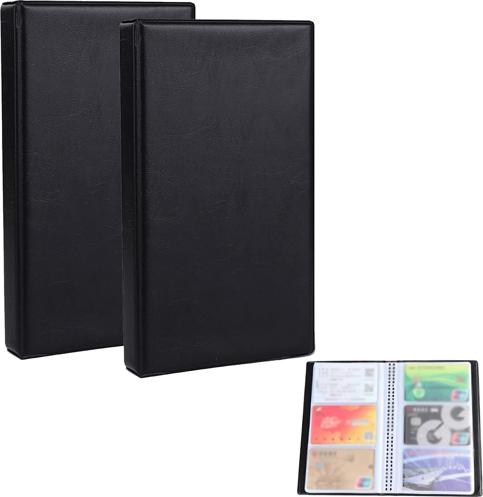 Visitenkartenalbum für Loyalitätskarten - Plastikkarten und Kreditkarten für 300 Karten - 185mm x 108mm - Schwarz - Packung mit 2