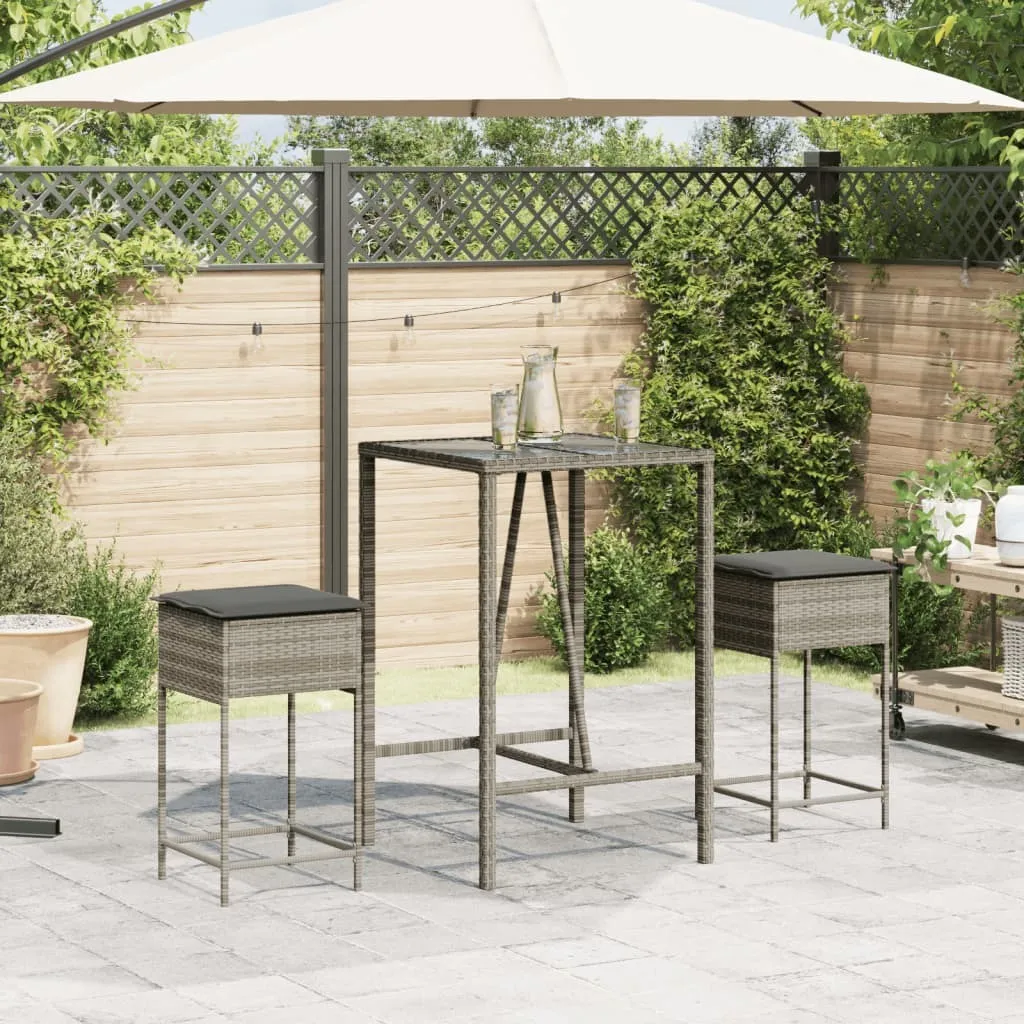 Set Sgabelli vidaXL per Terrazza e Balcone - 2 pz Poly Rattan - 3