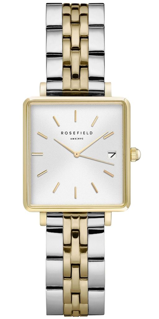 ROSEFIELD Damenuhr Boxy XS Silber Gold Bicolor eckig QMWSSG-Q023