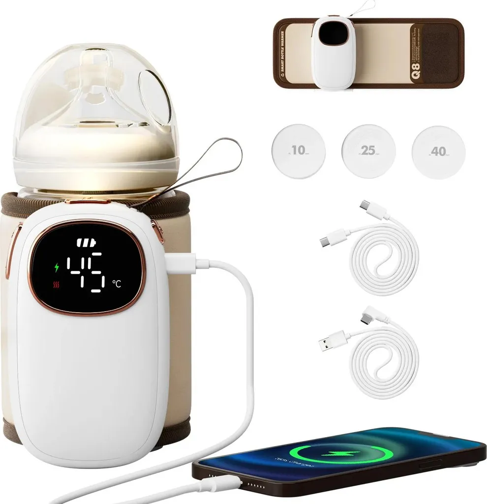 Chauffe-biberon sans fil 5000 mAh : fini le lait froid en promenade