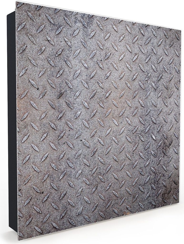 Nachbildung-Schlüsselkasten, Magnetpinnwand und Memoboard mit Glasfront Motiv Schmutziges Metall