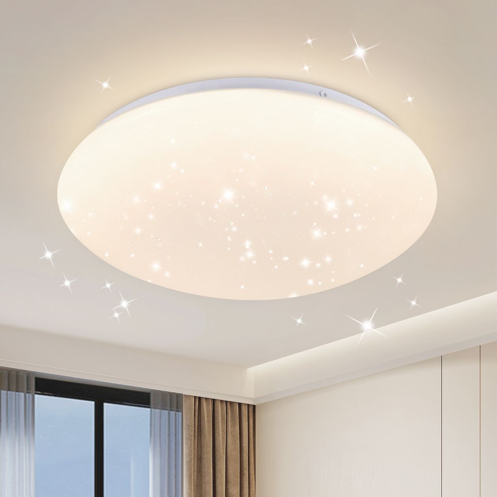 ZMH LED Deckenleuchte Schlafzimmer Deckenlampe Sternenhimmel Rund 25cm Neutralweiß 12W 4000K Deckenbeleuchtung für Küche Kinderzimmer Flur Babyz...