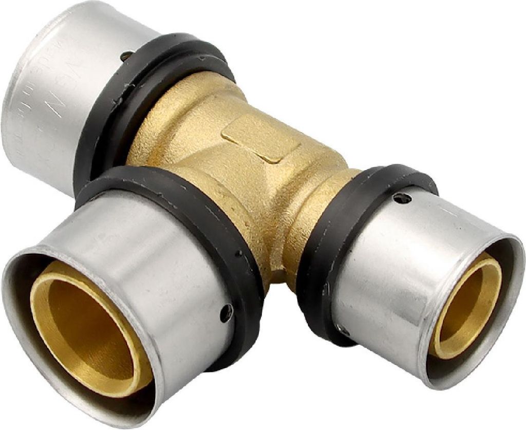 Pressfitting T-Stück 32x3 32x3 26x3 mm TH Kontur Alu-Verbundrohr