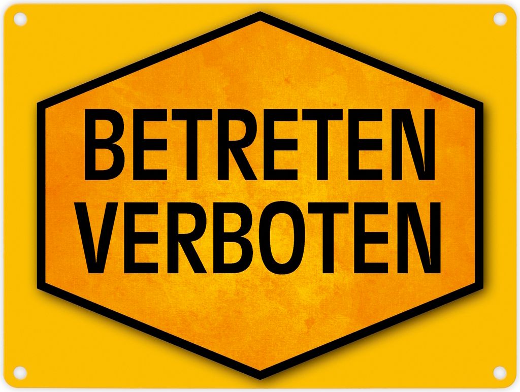 Betreten verboten Warn- und Hinweisschild in Gelb und Schwarz Warnschild