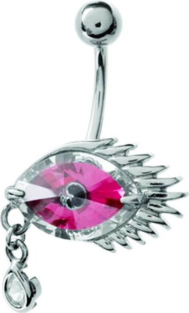 Karisma Bauchnabel Piercing 316L Edelstahl - Zirkonia Auge Stein - Pink und Weiss