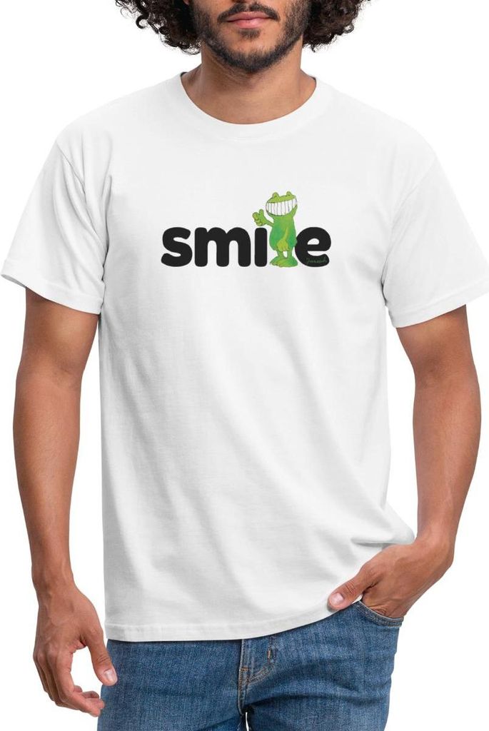 Spreadshirt Janosch Günter Kastenfrosch Smile Design Männer T-Shirt, XXL, Weiß