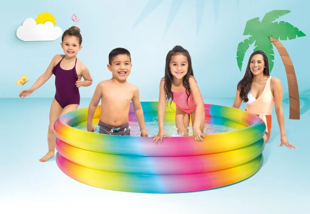 Pataugeoire 3 anneaux robuste Intex Rainbow Ombre multicolore - 4