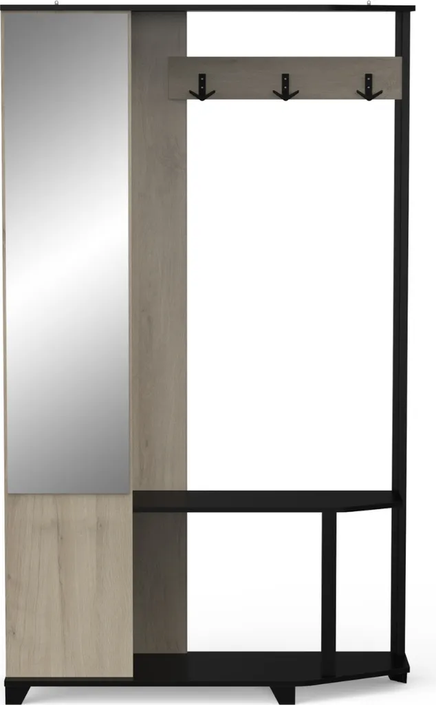 Vestiaire d'entrée SCHUSTER Chêne Kronberg et Noir L108,4 cm - Industriel