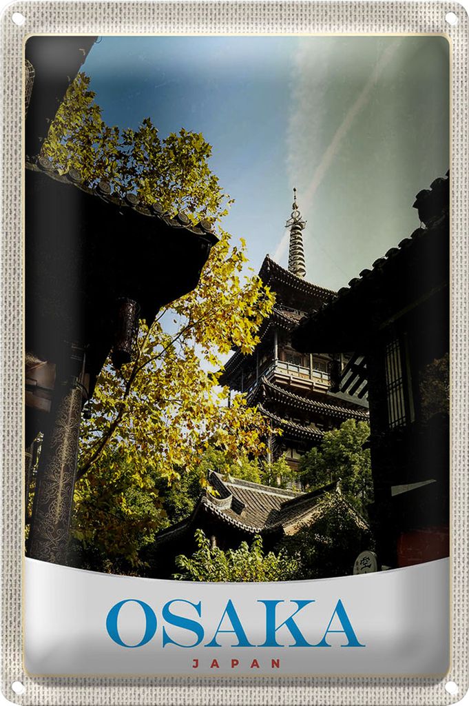 Blechschild Reise 18x12cm Osaka Japan Asien Häuser Stadt