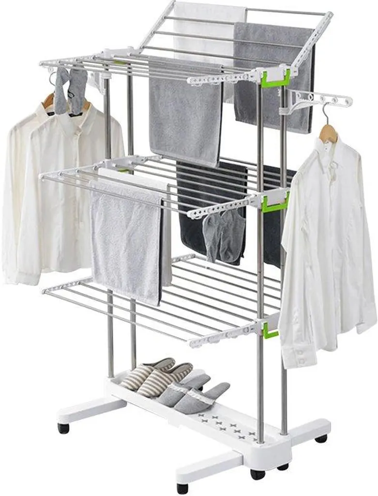 Étendoir à linge compact en inox avec ailes pliables spécial appartement