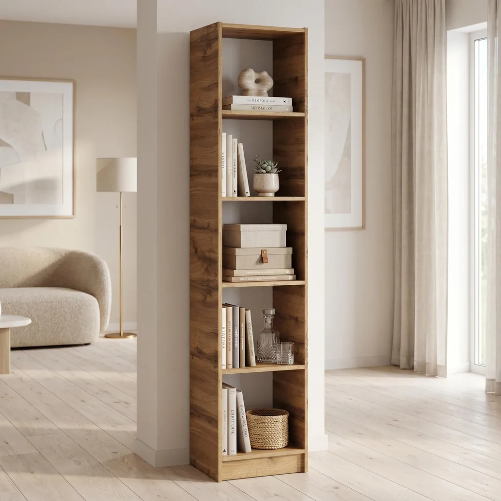 Meuble de rangement peu encombrant 182cm bibliothèque bois chêne Wotan