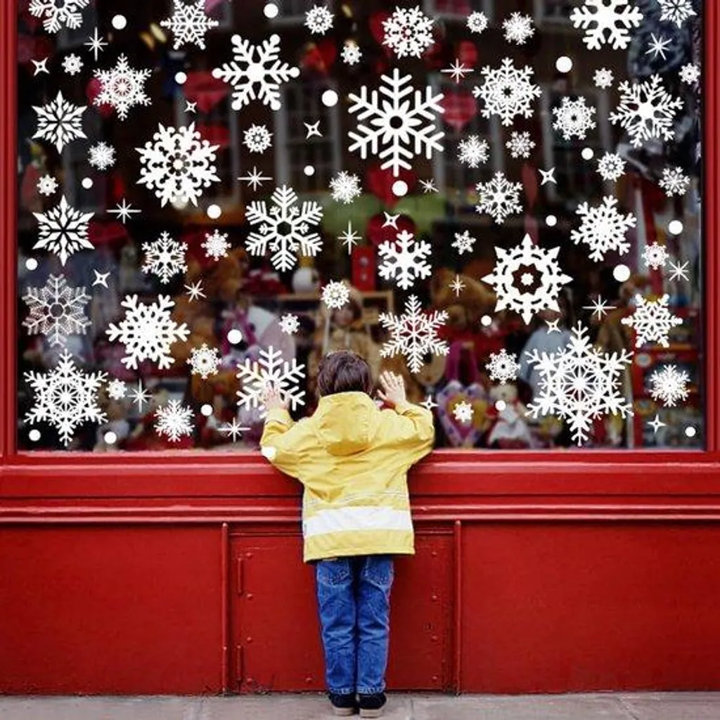 Autocollants vitres Noël blanc neige pour ambiance hivernale maison