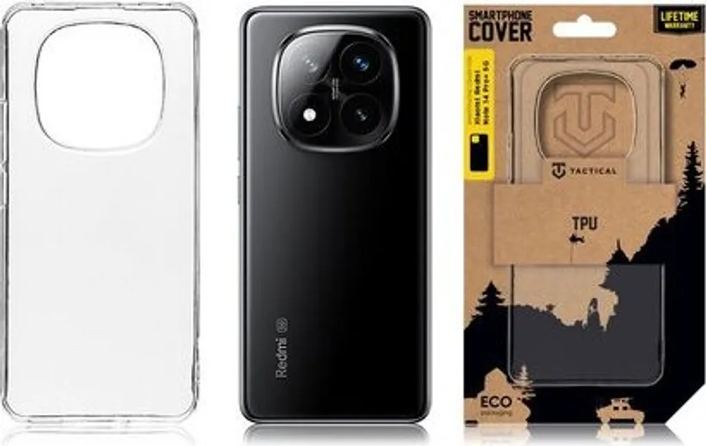 Copertura posteriore tattica TPU Redmi Note 14 Pro+ 5G trasparente