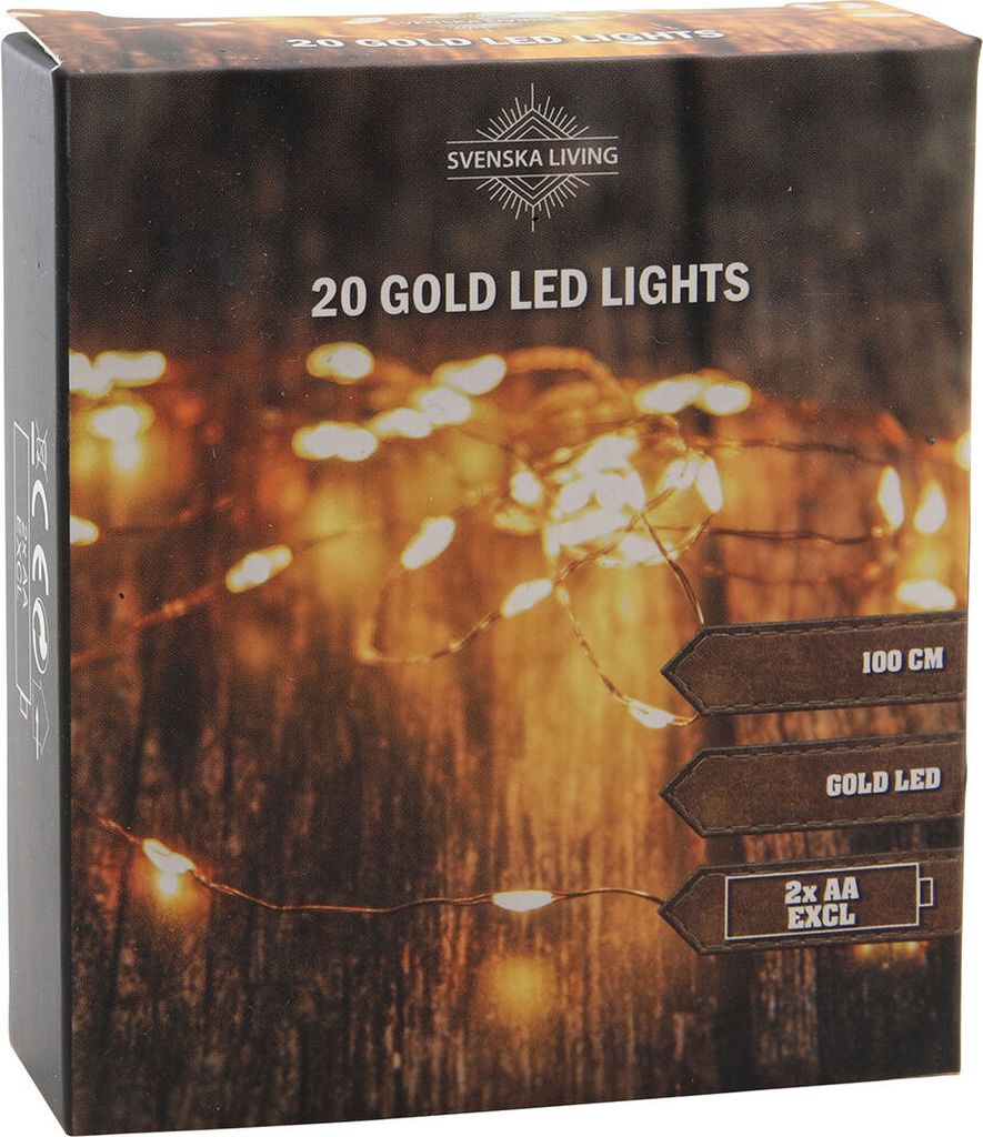 Drahtbeleuchtung Kupfer mit Gold LED 20 LED / 100cm Produktbild 