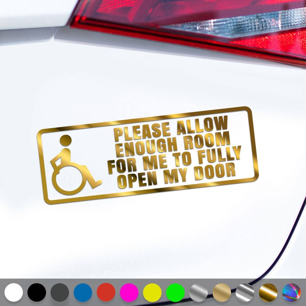 PantherPixel Rollstuhl Aufkleber Rollstuhlfahrer Behindert Rampe Sticker Auto Geschenkidee Farbe Chrom-Gold