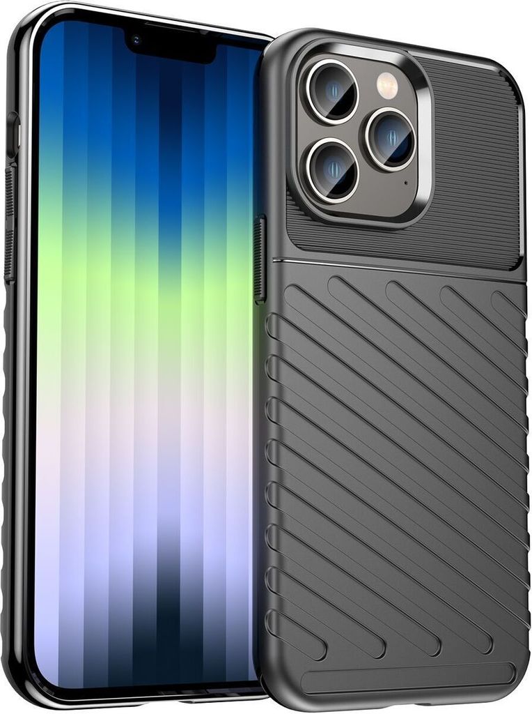 Mobigear Groove iPhone 14 Pro Hülle Flexibles TPU Backcover - Schwarz