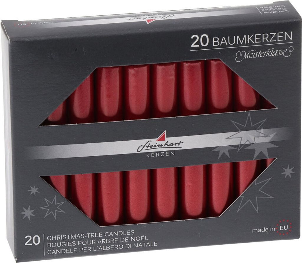 Baumkerzen Edelglanz Rubin Rot 95 x Ø 13 mm, 20 Stück Produktbild 