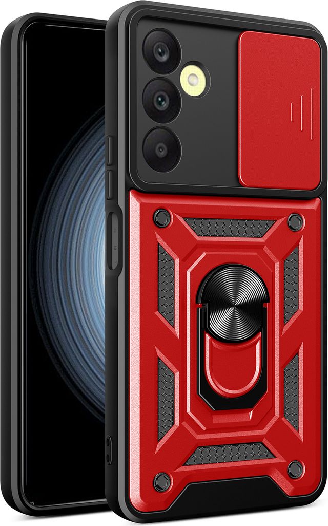 Hülle für Samsung Galaxy A25 5G mit Ring Ständer Halter Dia Kameraschutz TPU PC Hybrid Handyhülle Rot