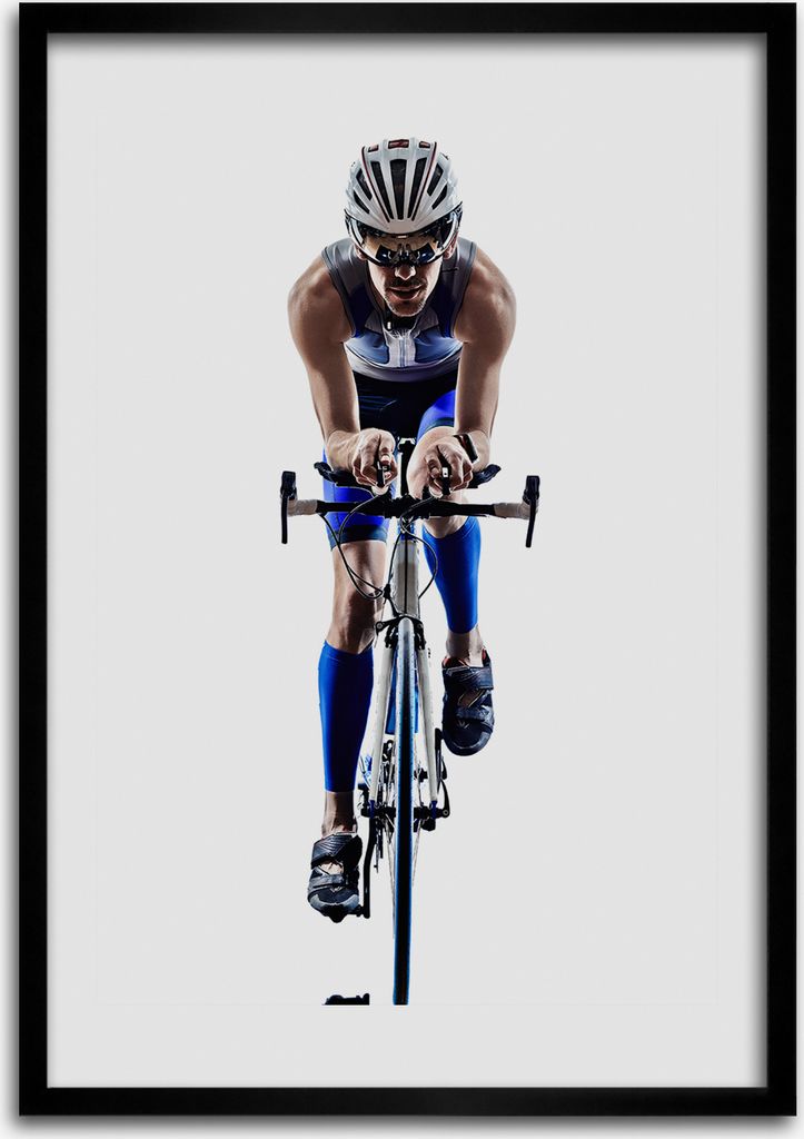 Bild - Bilderrahmen - 50 cm x 70 cm - MDF - Rahmen - Wandkunst Radfahrer