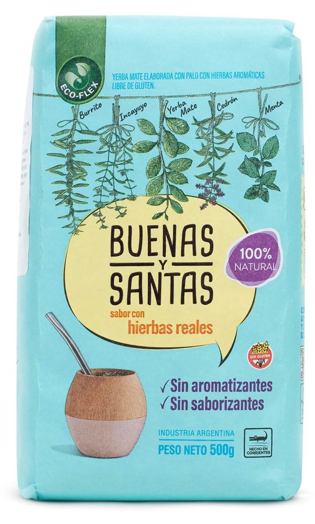 Buenas y Santas - Mate Tee Hierbas Reales 500g - Mit Produktbild 