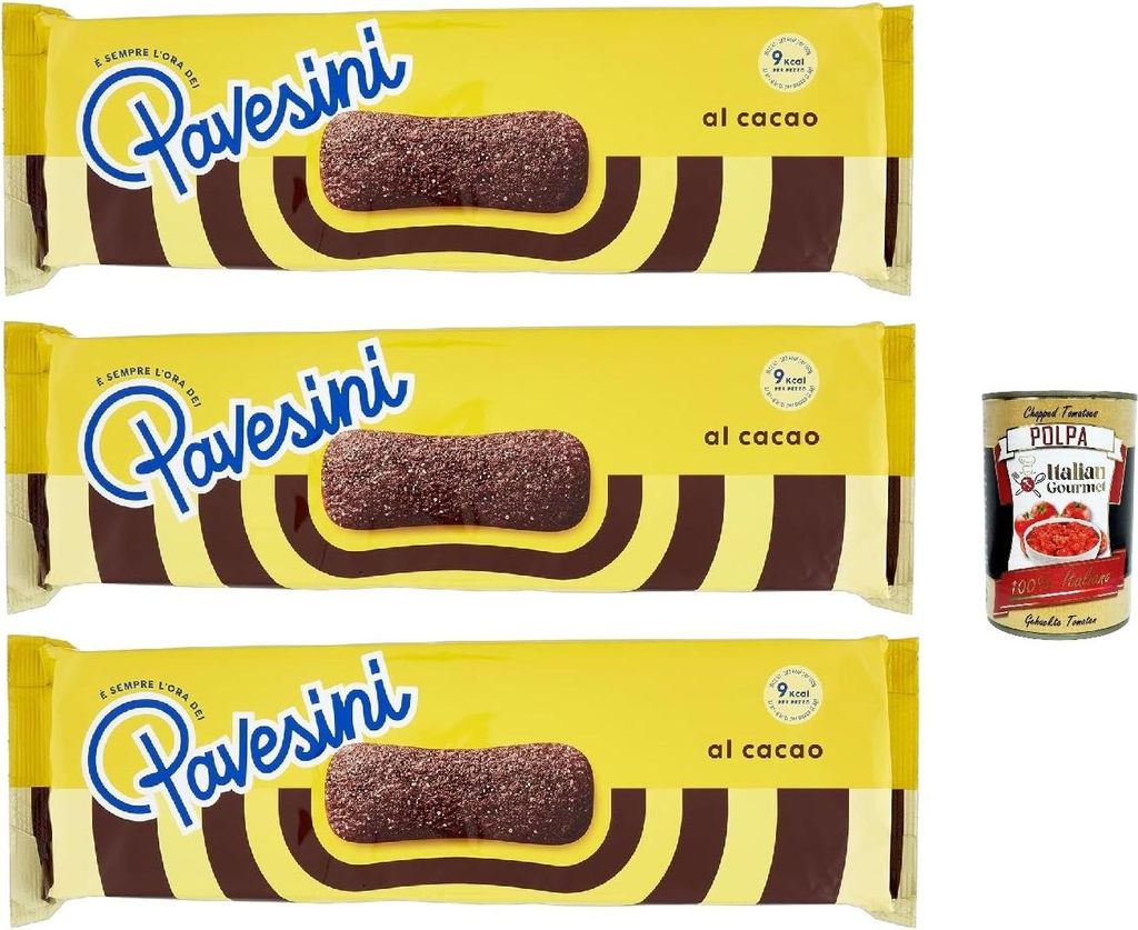 Pavesi Pavesini al Cacao, Biscotto Leggero per Colazione o Merenda, Leichter Keks mit Kakao zum Frühstück oder Snack, biscuits cookies, 3x 200 g ...