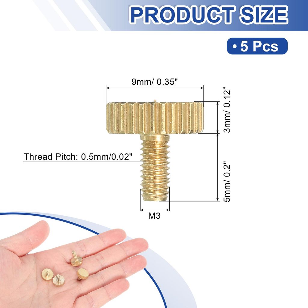 5 Stš¹ck Messing ger?ndelte Daumenschrauben, M3x5mm Flachstreifenbolzenknopf-Befestigungselemente aus massivem Messing Diamantger?ndelte Daumensc...