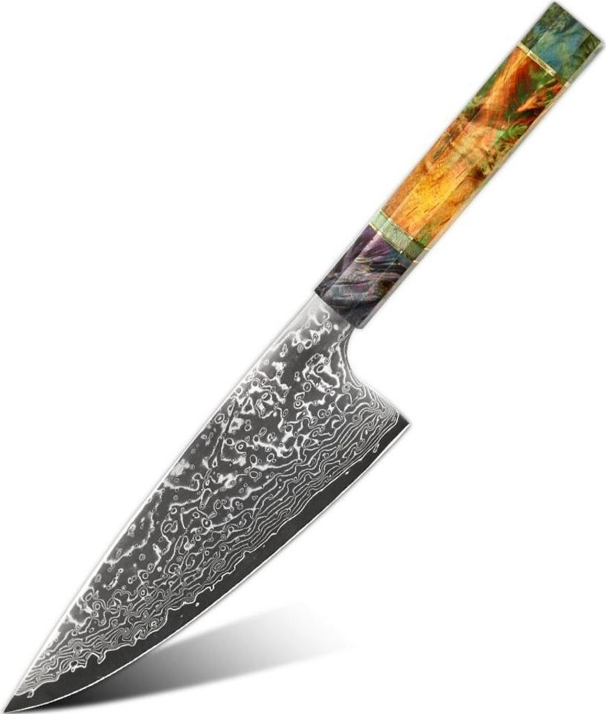 Damast Küchenmesser Yorokobi - Fat Gyuto mit 67 Lagen Stahl KP37569