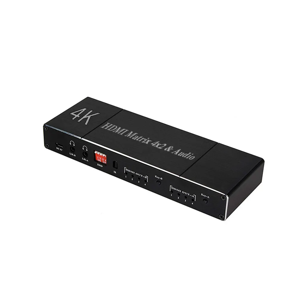Matrice HDMI 4x2 4K Finissez-en avec les câbles grâce au commutateur IR