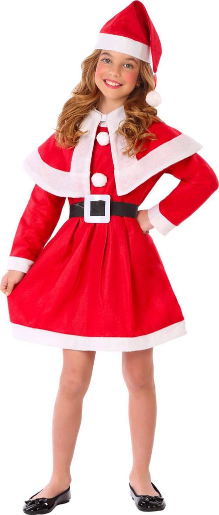 Costume da Babbo Natale per bambina rosso-bianco-nero 7-9 Immagine del prodotto 