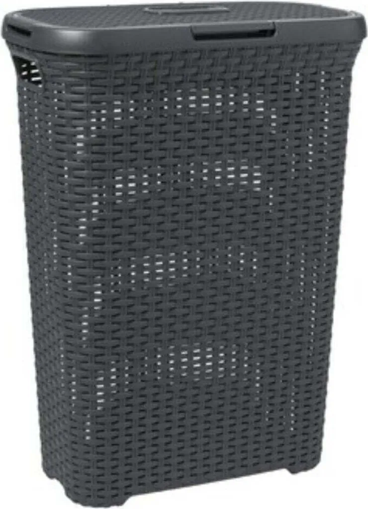 Panier à Linge Curver 40 Litres Anthracite - Boîte de Lavage Ergonomique