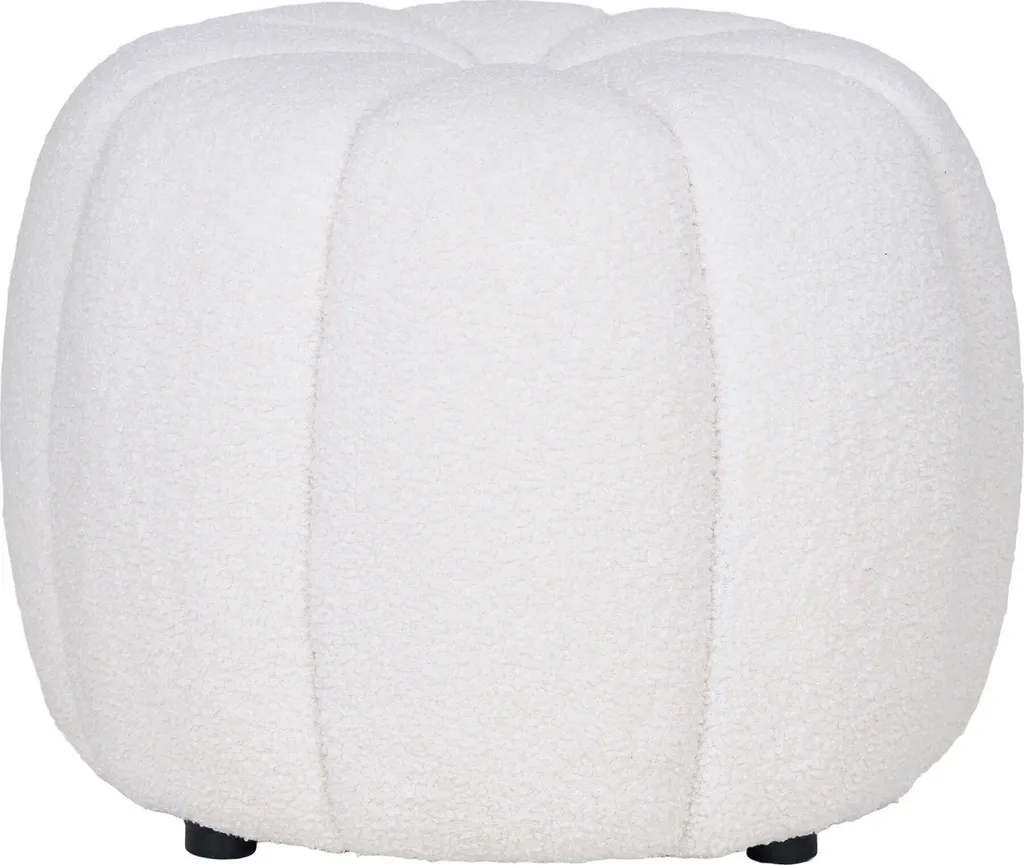 Pouf repose-pieds blanc cassé Ø48cm motif paisley pour salon cosy