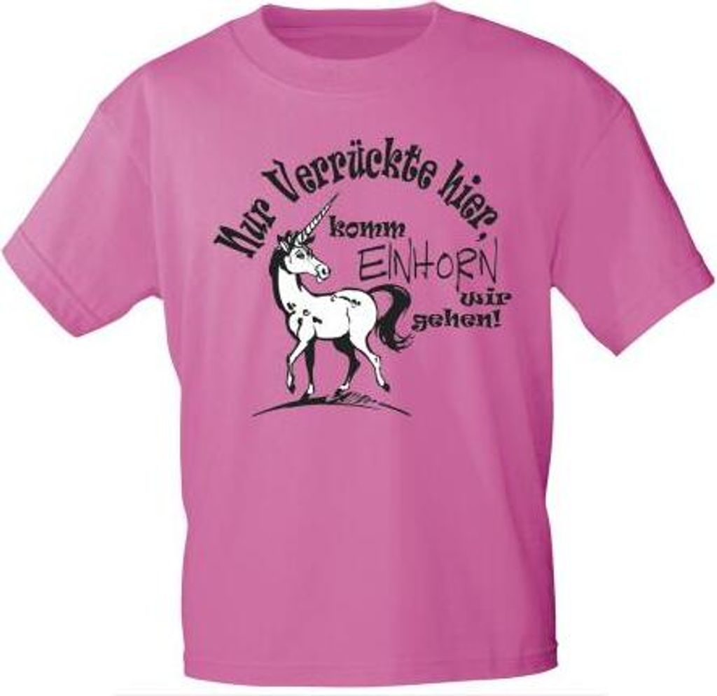 T-Shirt mit Print - Nur Verrückte hier komm Einhorn wir Produktbild 