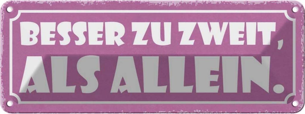 vianmo Blechschild 10x27 cm besser zu zweit als allein Dekoration Spruch Zitat