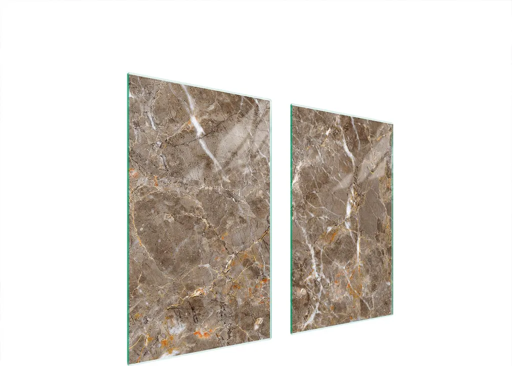 Copri Piano Cottura 75x52 Marmo Beige | 2 Pezzi Vetro Temperato 4mm