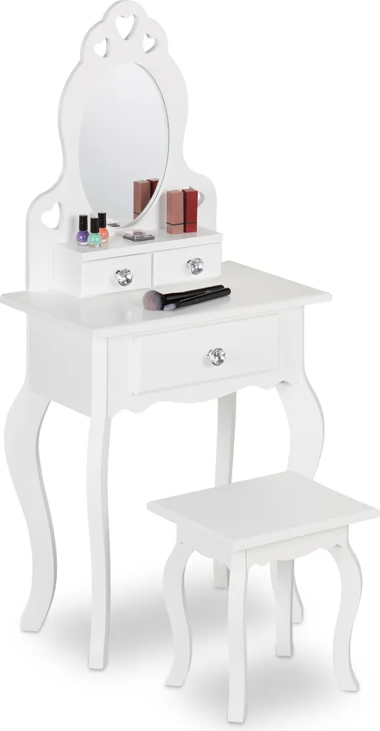 Coiffeuse pour enfants relaxdays blanche pour jouer à se préparer au top