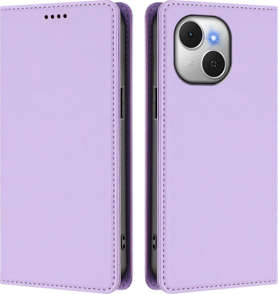 Handyhülle für Tecno Spark 40C, Kunstleder Klapphülle Stoßfeste Magnetische Hülle mit Ständer Violett