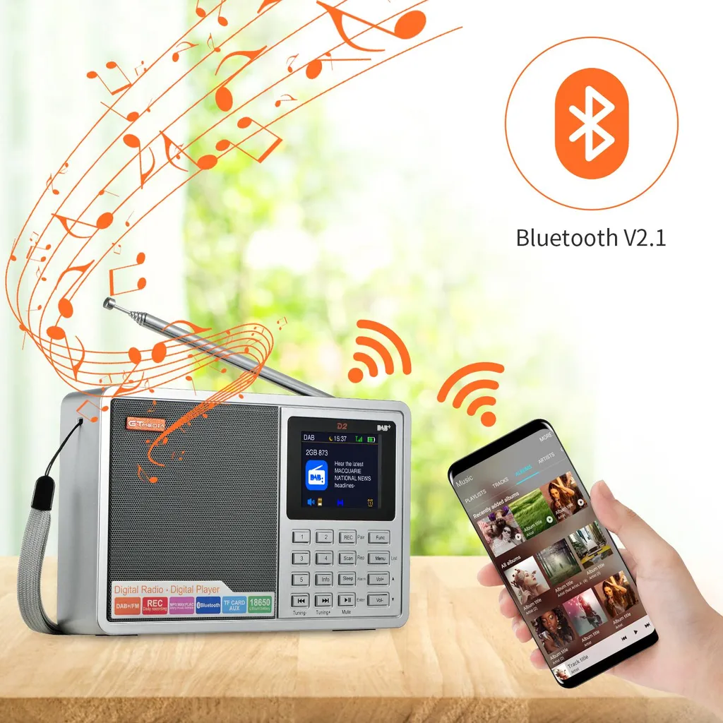 Radio D2 avec Bluetooth et technologie DAB/FM, écran LCD et son clair - 2