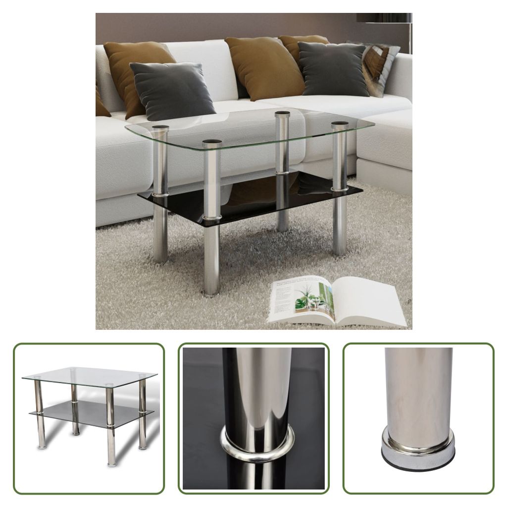 The Living Store Table basse en verre 2 niveaux Image du produit 