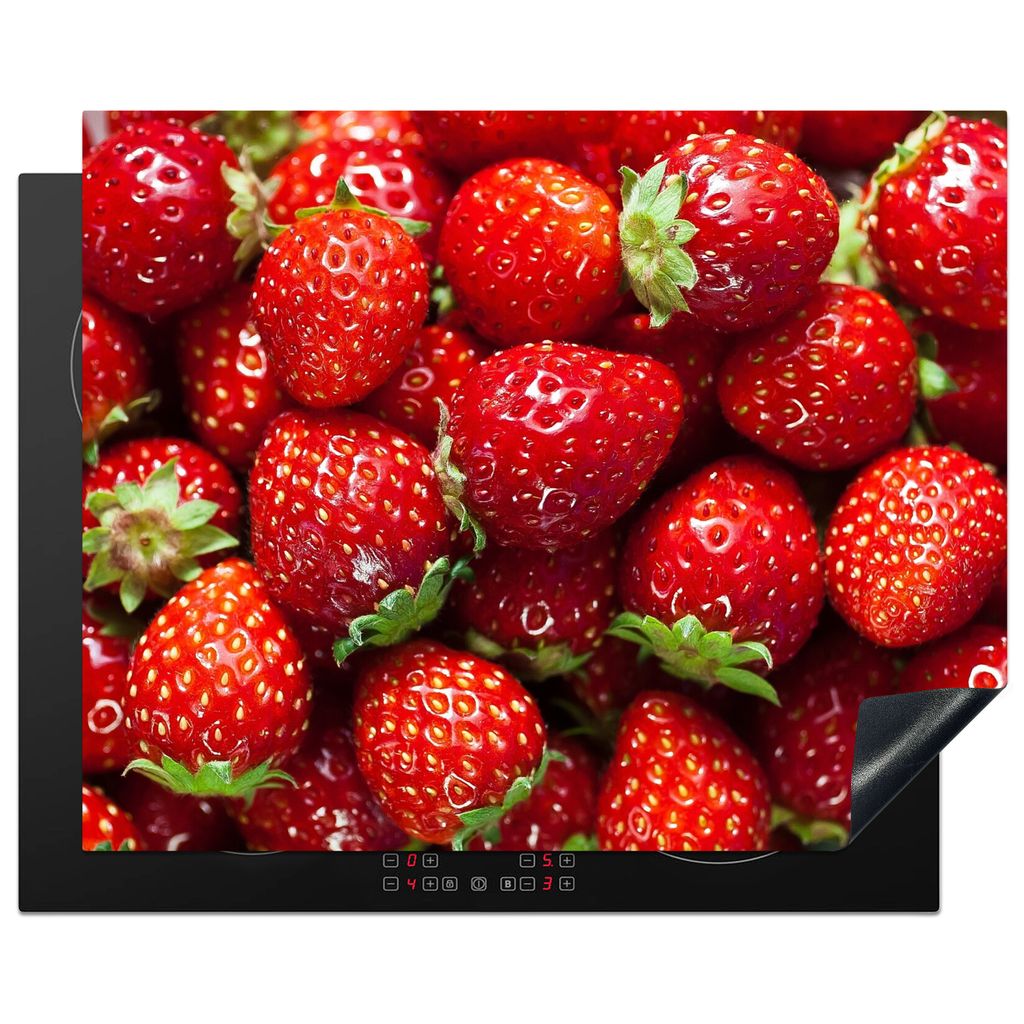 KitchenYeah Herdabdeckplatte Erdbeeren - Rot - Obst - Früchte , 65x52cm, Küche Deko, Glaskeramikkochfeld Herdabdeckung, Abdeckplatte fùr Kochfeld