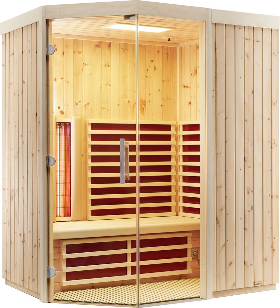 Infraworld TrioSol Unica 2 Infrarotkabine mit 2 ABC-Strahler wählbar in Fichte/Espe/Zirbe Breite: 171 cm - Holzart: Fichte
