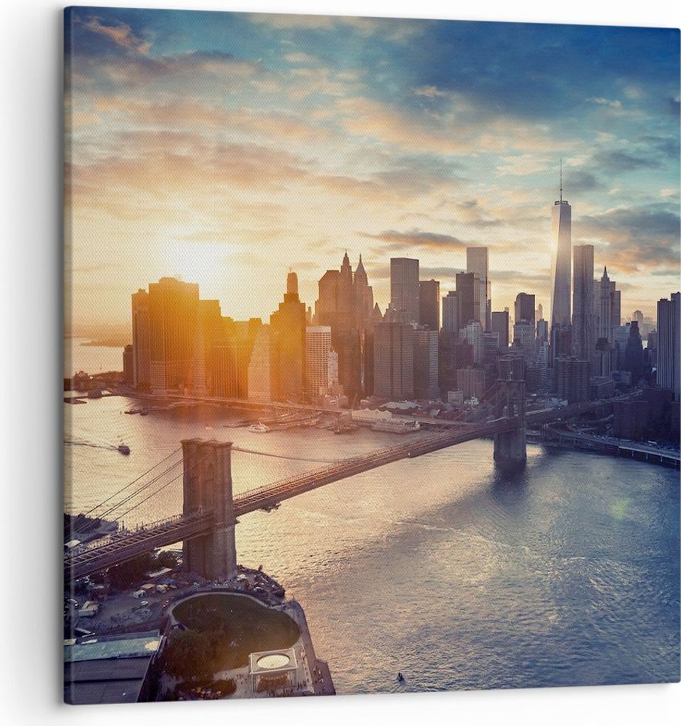Bild auf Leinwand - Leinwandbild - New York Stadt - 50x50cm - Wand Bild - Wanddeko - Wandbilder - Leinwanddruck - Bilder - Kunstdruck - Wanddekorat...