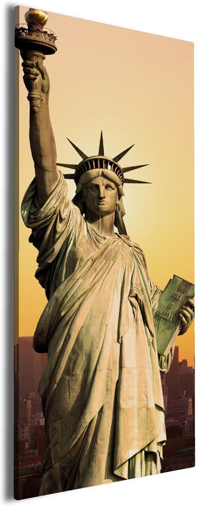 Wallario Premium Leinwandbild Freiheitsstatue New York in Größe 50 x 125 cm