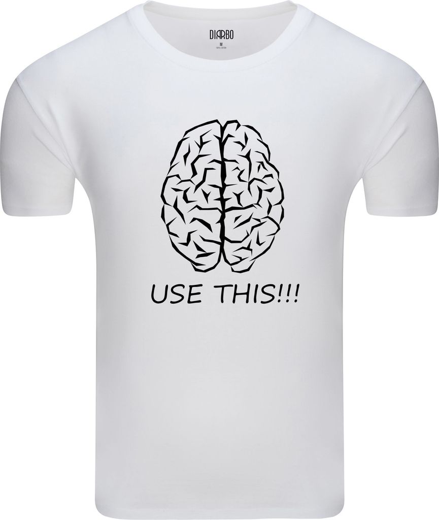 Diarbo Herren T-Shirt mit Lustiger Aufdruck Lustiges Gehirn Weiß Gr.M