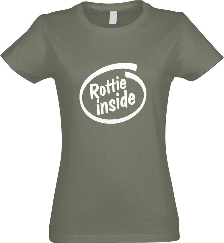 Kiwistar - T-Shirt tailliert - Damen - Olive - Rottie Inside - mit Motiv Bedruckt - Funshirt Design - Sport - Freizeit - Damen - XL