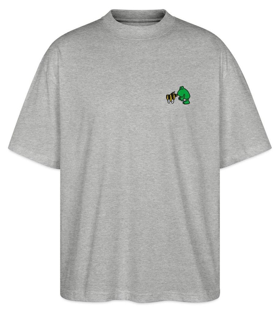 Spreadshirt Janosch Frosch & Tigerente Kuss Stick Oversize Uni T-Shirt, XS, Grau meliert