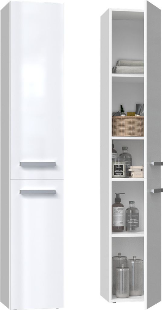 Badezimmerschrank NEL II 31x30x174 cm  weiß  glänzend Produktbild 