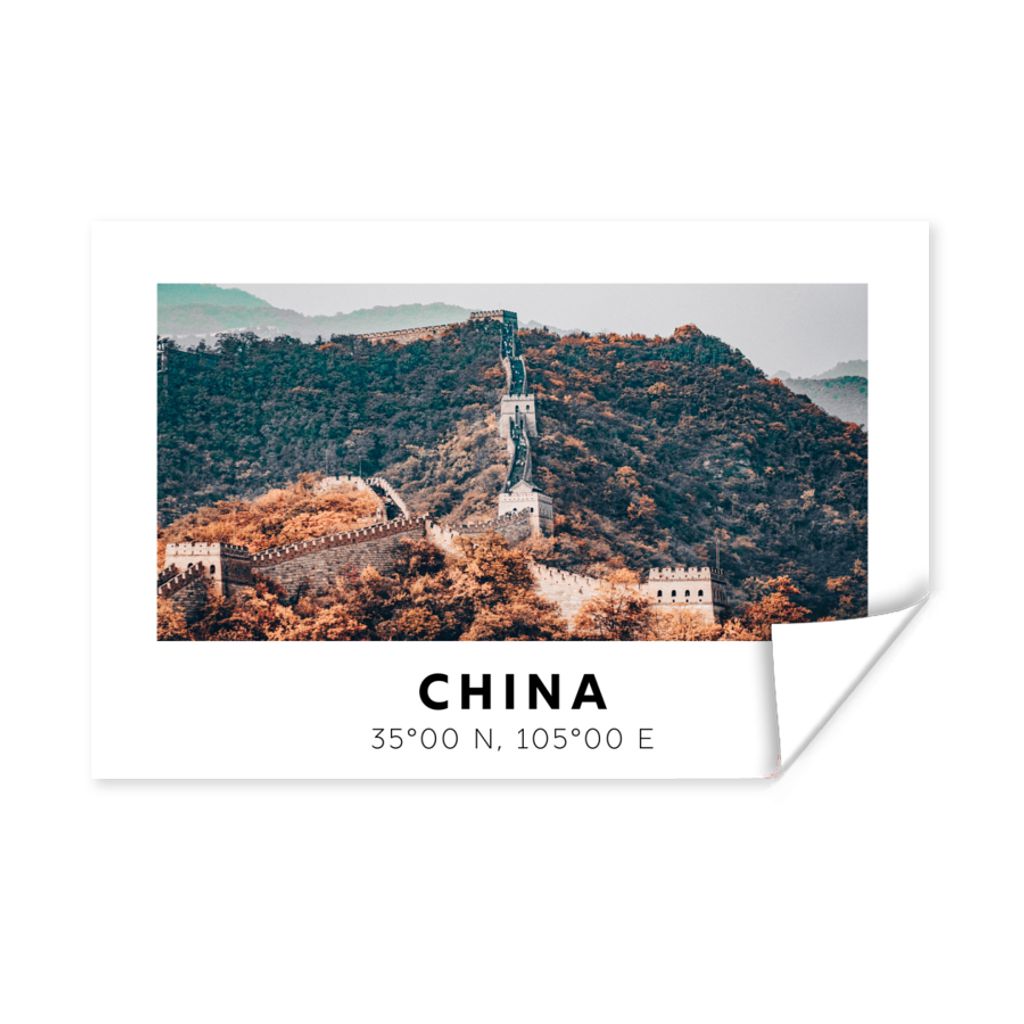 MuchoWow Poster Chinesische Mauer - Herbst - Asien 30x20 cm - Plakate - Print